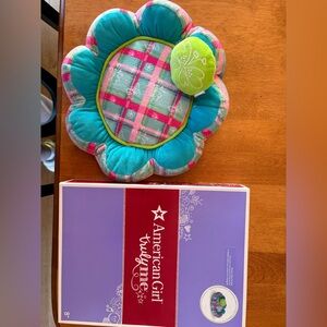 American Girl Turquoise & Pink Plaid Flower Play Mat for dog